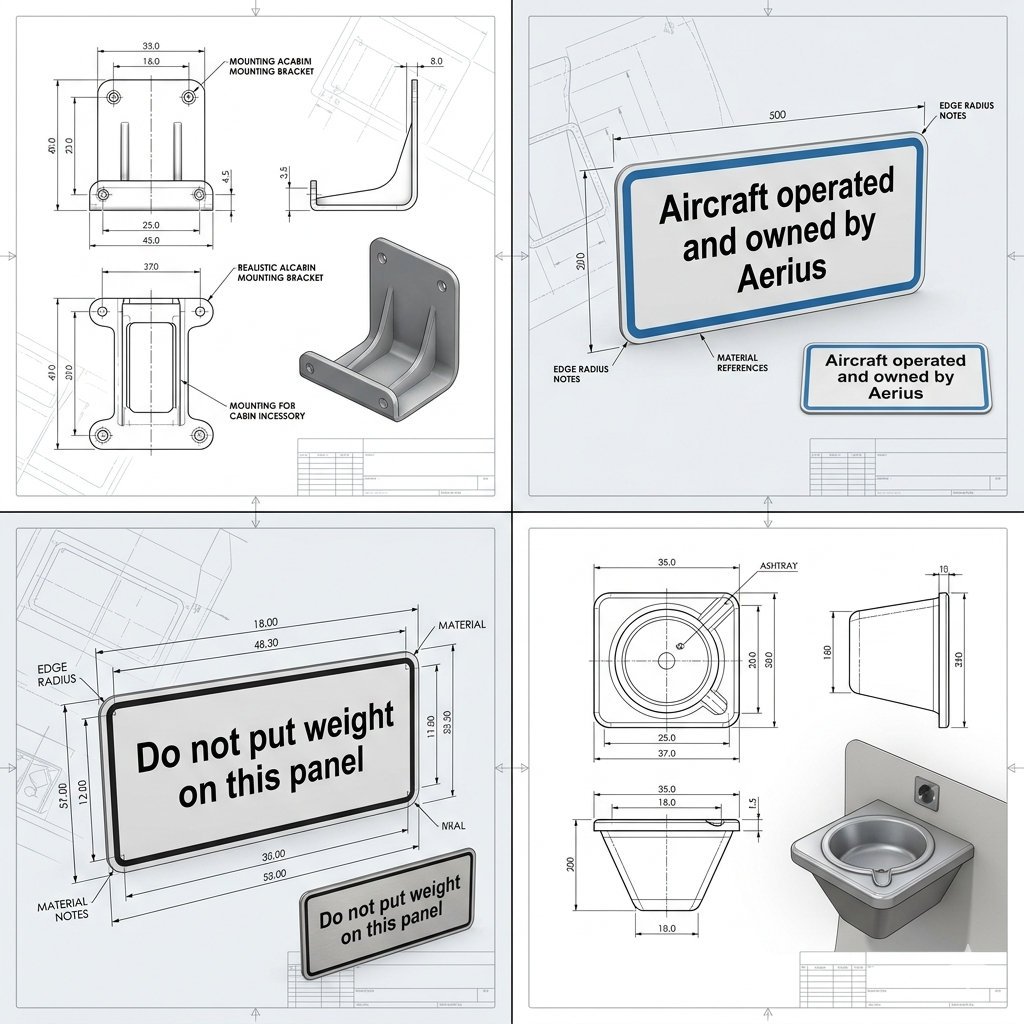 aircraft engineering components 2d 3d placards mounts mro lessor visual